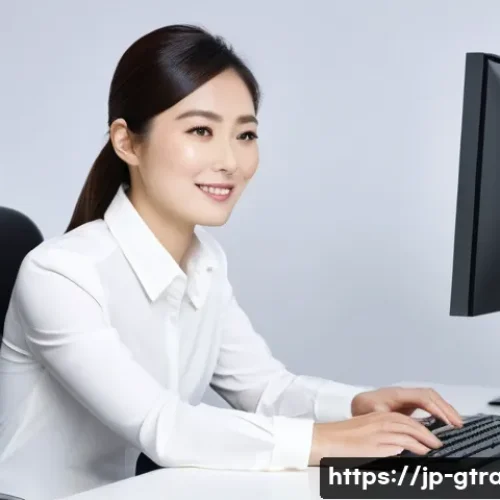 글로벌 무역과 AI 기술의 융합 사례 - **Prompt:** A professional Japanese female office worker, in her late 20s to early 30s, dressed in a...