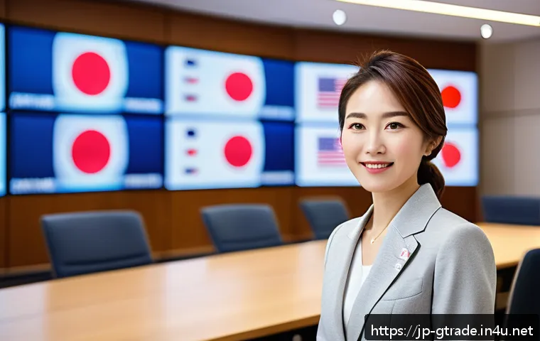 무역 전문가로서의 경력 관리 방법 - A modern Japanese businesswoman attending a multicultural networking event, dressed in professional ...